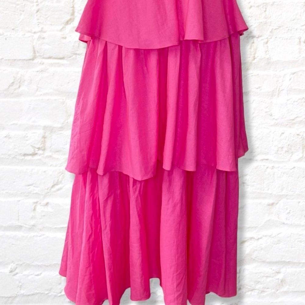 Mable Barbie Pink Cut Out Dress with Tiered Maxi Skirt Size Small Barbiecore - Picture 6 of 9
